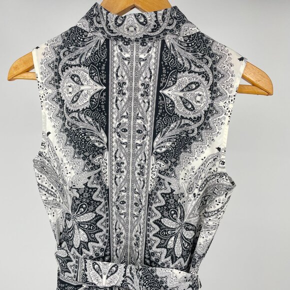 Talbots PR Sample Shirt Dress 4 (Fits 6) Black White Paisley Cotton Sleeveless - Picture 6 of 10